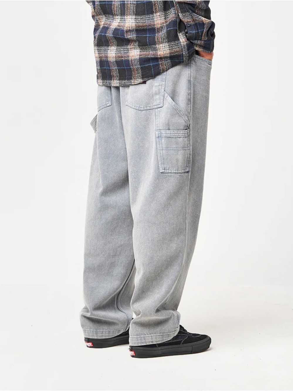 BDG vintage grey cargo pants skater baggy denim 90s jeans & multiple pockets